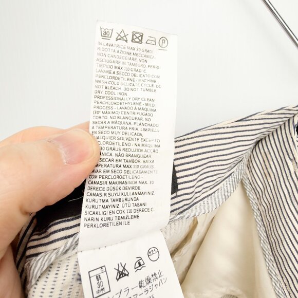 MAXMARA Slim Pinstripes Cigarette Cotton Stretch Sailor chic Navy/Ivory Pants 8 - Picture 9 of 14